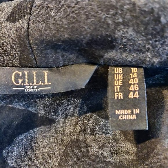 Gili Womens Black Gray Camouflage Open Front Shoulder Pads Cape Blazer Jacket 10 - Picture 8 of 10